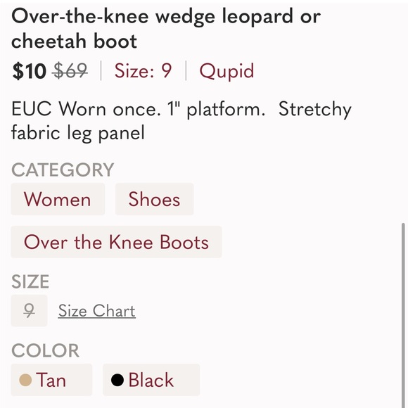 Over-the-knee wedge leopard or cheetah boot - Picture 7 of 7